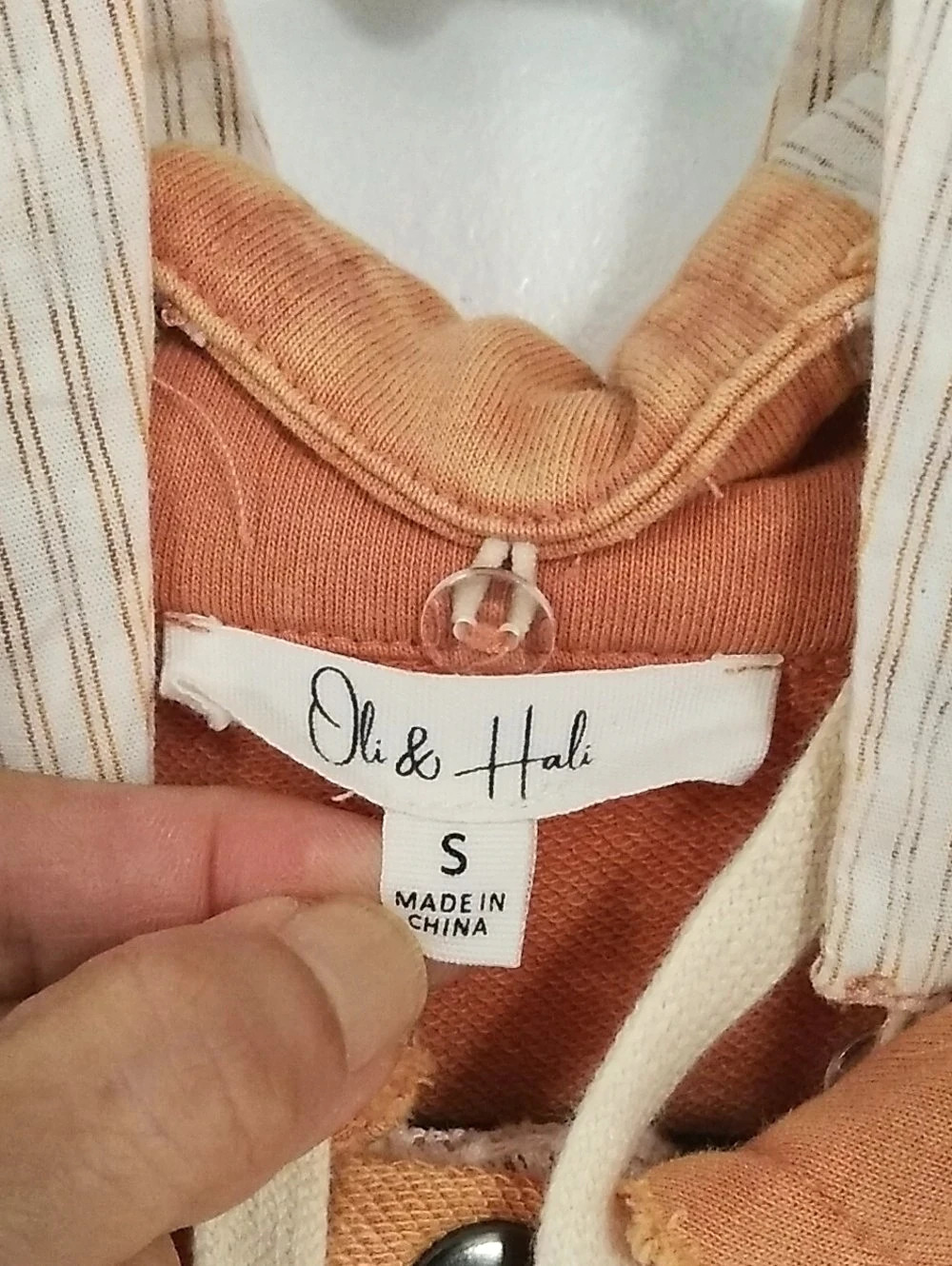 Oli & Hali Hooded Layering Vest in Orange & Cream Size Small - Picture 5 of 8